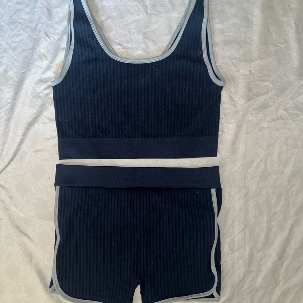 No Boundaries Dark Blue Ribbed Set